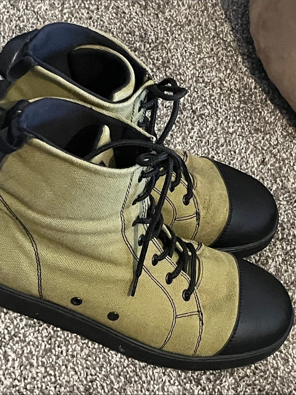 Woobies Men's Olive Tactical High-Top Canvas Sneakers with Black Accents SZ 10